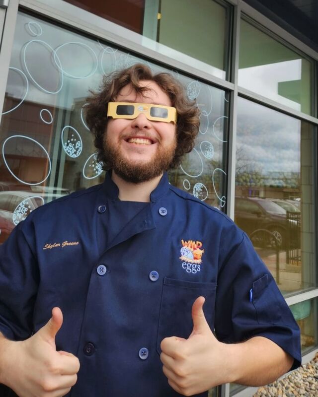 **INDIANA LOCATIONS** Swing by Wild Eggs this week, and not only will you enjoy a tasty meal, but you’ll also get a free pair of Solar Eclipse glasses! 👽 Hurry, this offer’s only available for guests in Indiana (Carmel, Fishers, Downtown Indianapolis, New Albany and Jeffersonville) while supplies last.

Prepare for the Great North American Eclipse on Monday, April 8, 2024! It’s a spectacle you don’t want to miss, especially in our wonderful states of Kentucky, Indiana, and Ohio. In Southern Indiana, totality begins around 2:02 p.m. CDT (Evansville). It is important to take necessary precautions to ensure a safe and enjoyable experience. 

Let’s stay safe and enjoy the Eclipse together!