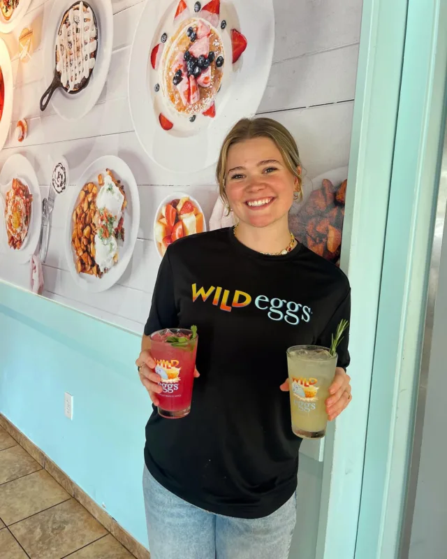 All smiles for our Wakin’ Up Wild drinks! 🍹 Sip the summer with our Blueberry Mint Citrus Cooler and Rosemary Honey Lemonade. Available as cocktails or mocktails. Try them at any Wild Eggs thru August 26th.

Please note: Bowling Green location offers mocktails only