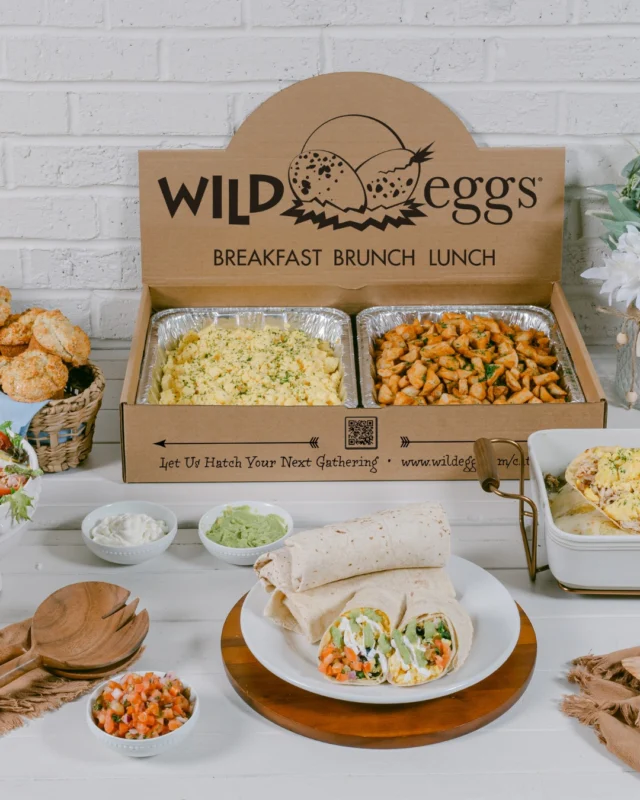 Let us hatch your next gathering with Wild Eggs Catering. Our breakfast burritos are filling, flavorful and a crowd favorite. Perfect for school events or morning meetings all served the Wild Eggs way 🌯

Order now at wildeggs.com/catering