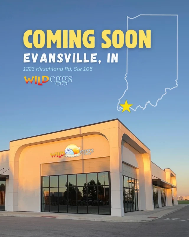 We're excited to officially announce that Wild Eggs is coming to Evansville, IN! 
 ☕ 🥓

Our newest location is expected to open February 12th, 2026. We're currently hiring team members across all roles to help bring the Wild Eggs experience to the Evansville community. If you're passionate about great food and hospitality, we'd love to meet you. 

Apply now at wildeggs.com/careers. 📲