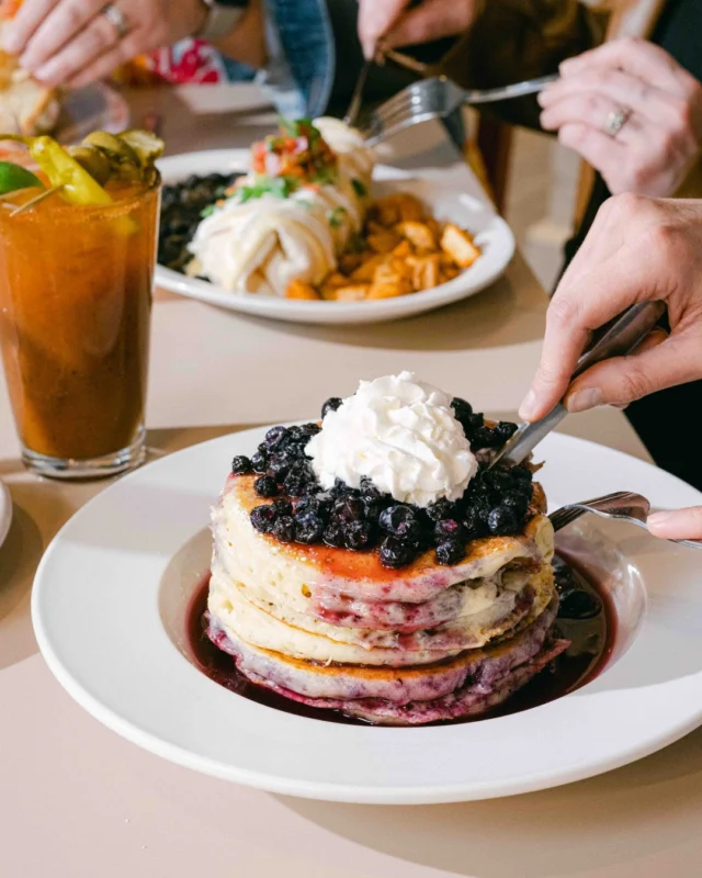 Today's the day for blueberry lovers 🫐 Celebrate National Blueberry Pancakes Day with fluffy tall cakes, blueberry compote, and whipped cream.

Order online or visit a Wild Eggs near you! Bringing your kids today? Get a FREE Kids Meal with the purchase of an adult entree this snow day now through Thursday, January 29.