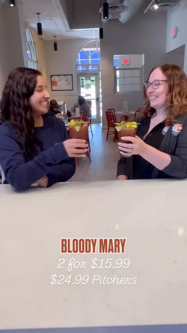 Our brunch is bloody good 🍅 Say goodbye to Dry January with our Bloody Mary specials: 
2 for $15.99 Bloody Marys
$24.99 Bloody Mary Pitchers