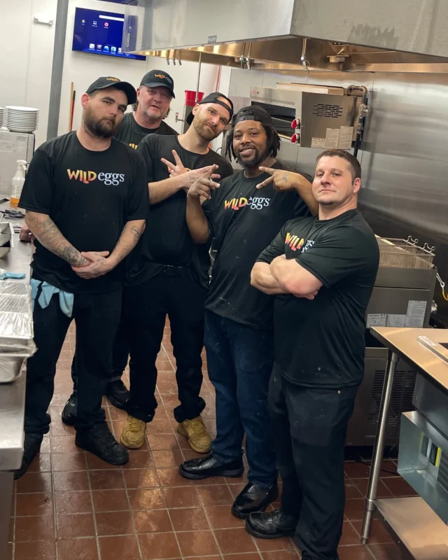 Meet the unsung heroes of our Evansville opening week! 👏 Nick, David, Jacob, Tommy & Joey have been cooking up a storm to bring you made-to-order brunch every day. We’re eggs-tremely proud of this talented back-of-the-house team (*Not all are pictured, but they all deserve credit!)

Give them a round of applause for an incredible first few days at our new Evansville location. Come see them shine this weekend:

EVANSVILLE HOURS ⏰
Monday-Friday: 6:30am-2:30pm
Saturday-Sunday: 7am-3pm
📍1223 Hirschland Rd, Ste 105, Evansville IN 47715

Make your reservation for any of our locations at https://www.wildeggs.com/reservations/