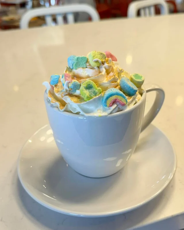 Available March 17th at Wild Eggs J-Town🌈🍀

Celebrate St. Patrick’s Day with the “Lucky Pot of Gold” Coffee of the Day, topped with whipped cream, edible gold glitter, and Lucky Charms marshmallows.

📍9010 Taylorsville Rd, Louisville KY

J-TOWN HOURS
Monday-Friday (6:30AM-2:30PM)
Saturday-Sunday (7:00AM-3:00PM)

Visit your nearby Wild Eggs for St. Patrick’s Day specials.