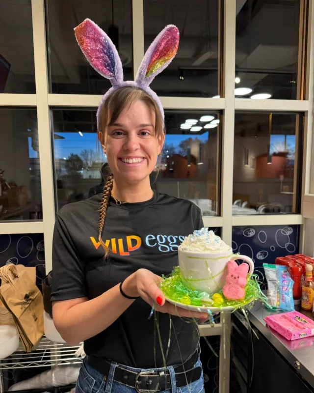 Happy Easter 🐣

Wild Eggs J-Town (wildeggs_jtown) is hopping into the holiday with their Easter Bunny-Brew topped with toasted marshmallow sweetness, whipped cream, sprinkles, a Peep, and jelly beans.

Visit your local Wild Eggs to see what special Coffee of the Day is waiting for you. 💐